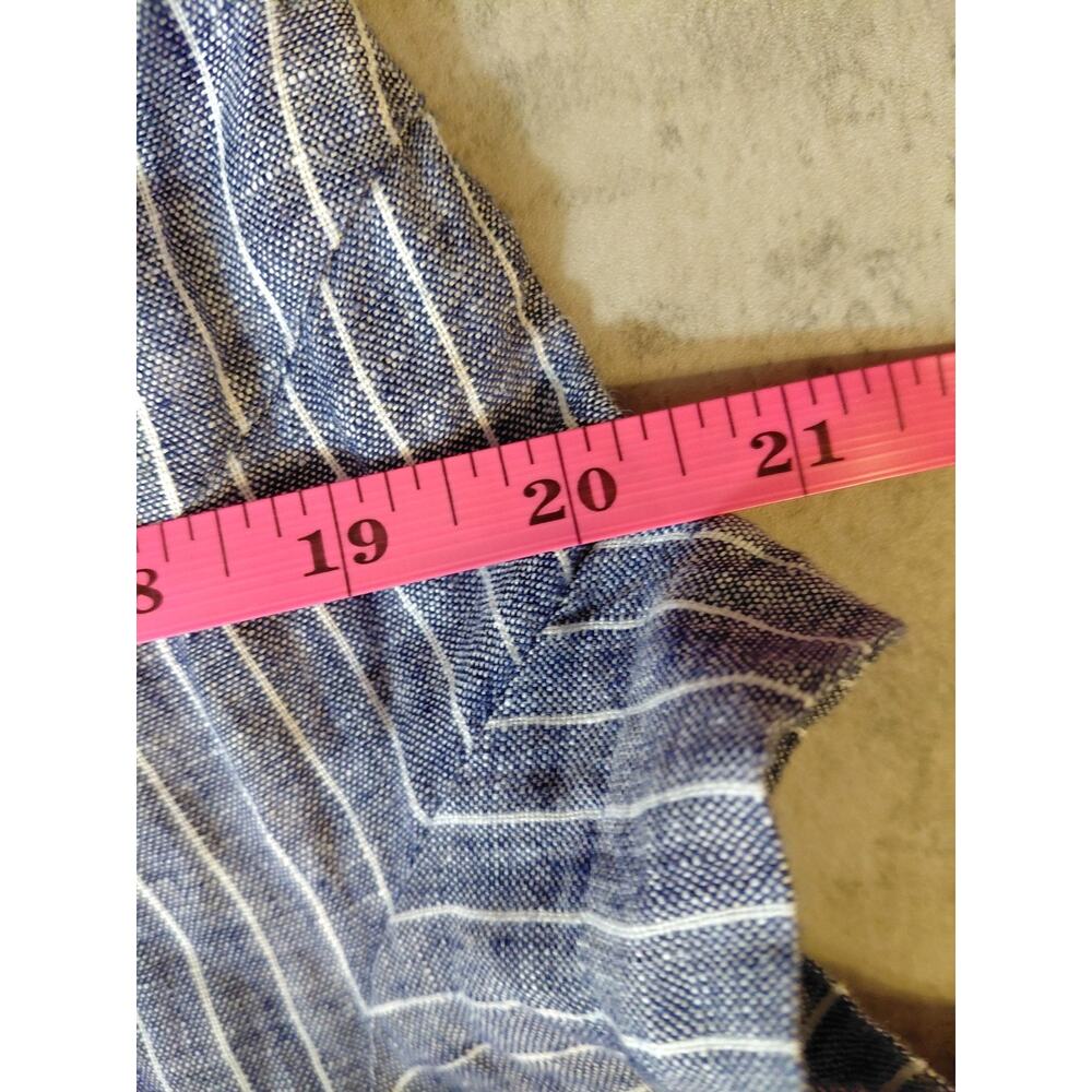 Quince European Linen Button Front Midi Dress Chambray Stripe Size L Coastal NWT - Picture 12 of 14